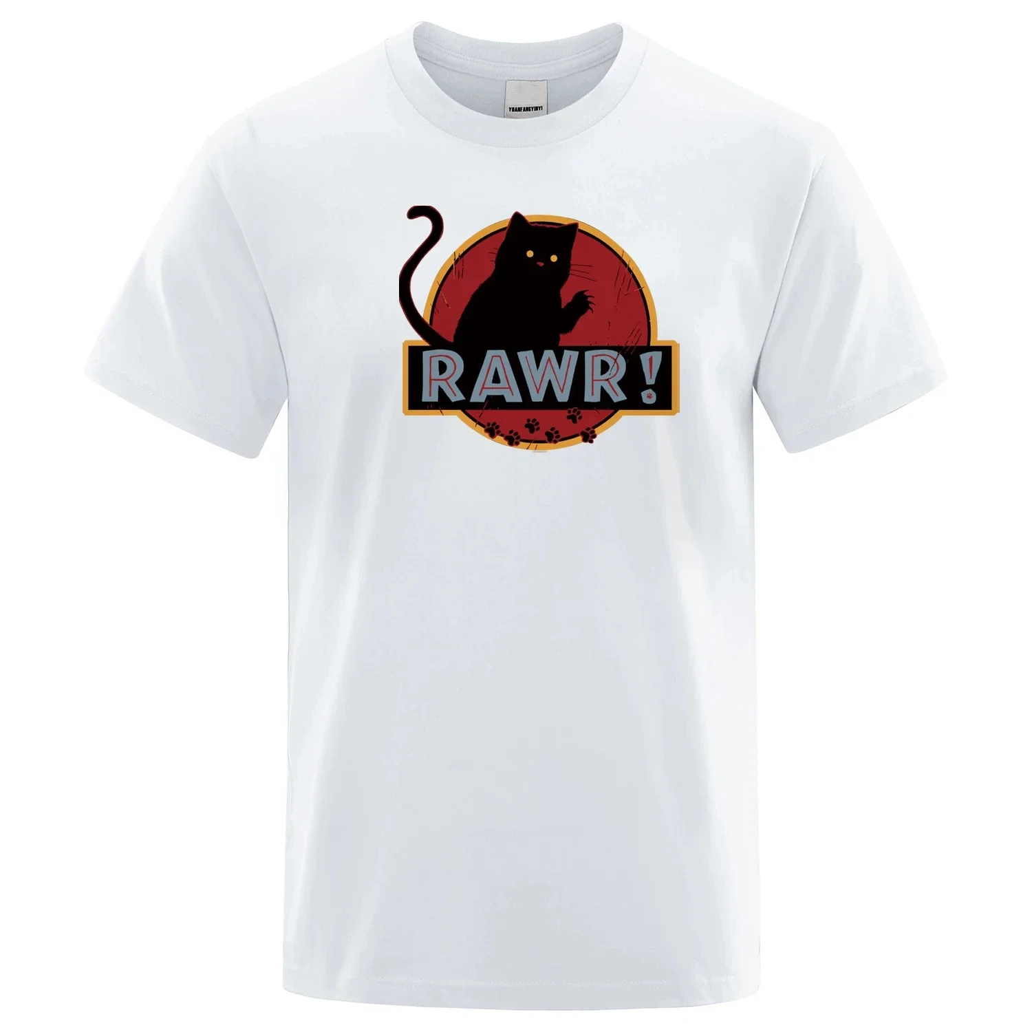 Breathable Cotton New Man Tshirt Streetwear Rawr Cat Men's T-Shirt Funny Monster Tops Brand Soft Short Sleeved Summer 80311