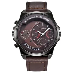 XINEW Brand Cheap Watches For Men Students Fashion Leather Band Simple Date Quartz Clock Erkek Barato Saat Relogio Masculino