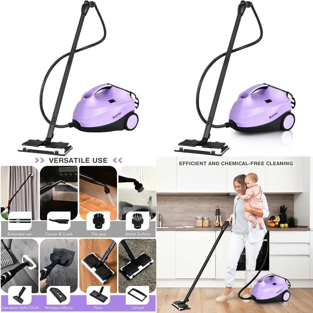 

Dual-Tank Heavy-Duty Steam Cleaner with 19 Accessories for Home, Carpet, Floor, Window, and Car Cleaning