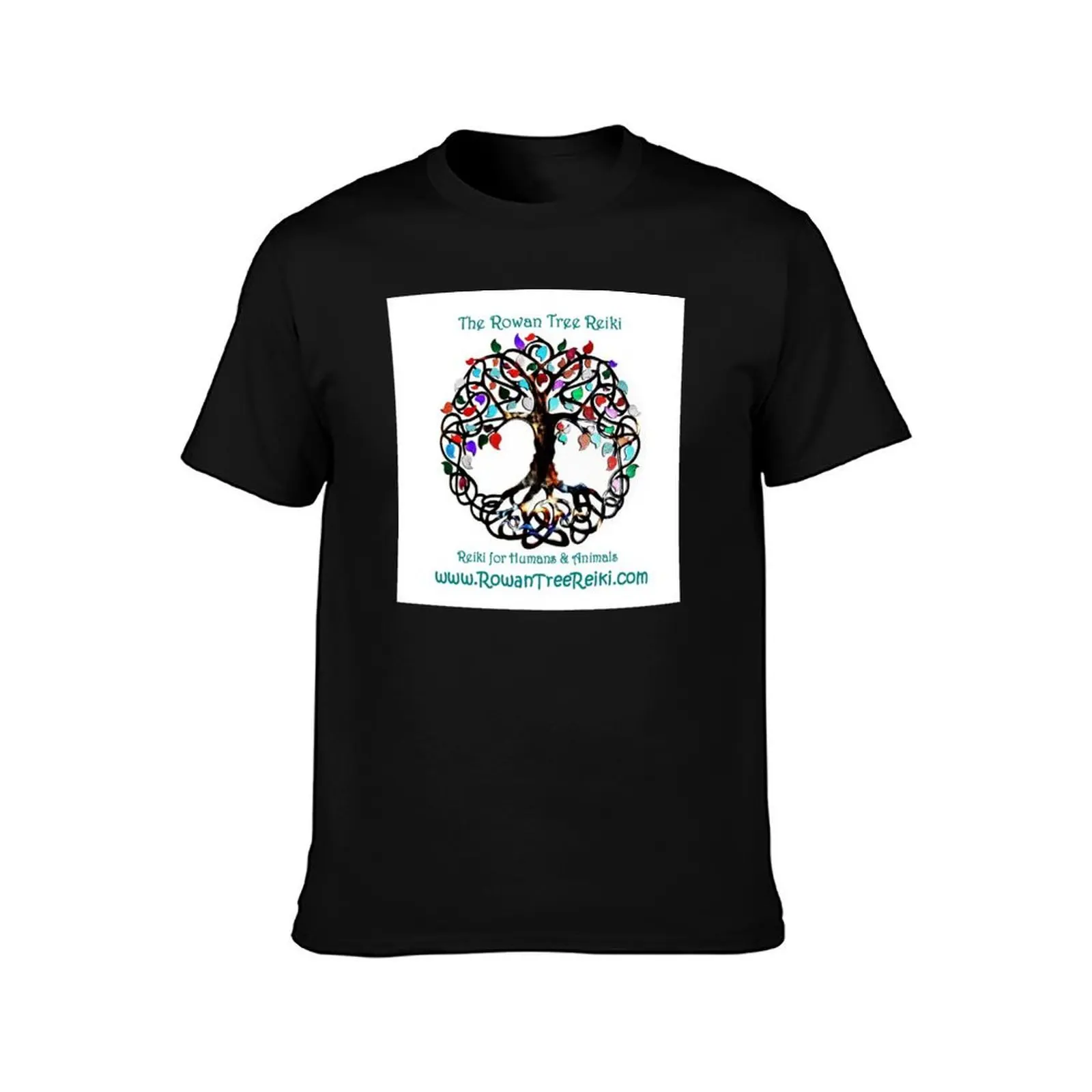 Rowan Tree Reiki T-Shirt, Summer Casual Cotton Tee, Oversized Streetwear Tops, Vintage Graphic Print, Loose Fit Short Sleeve