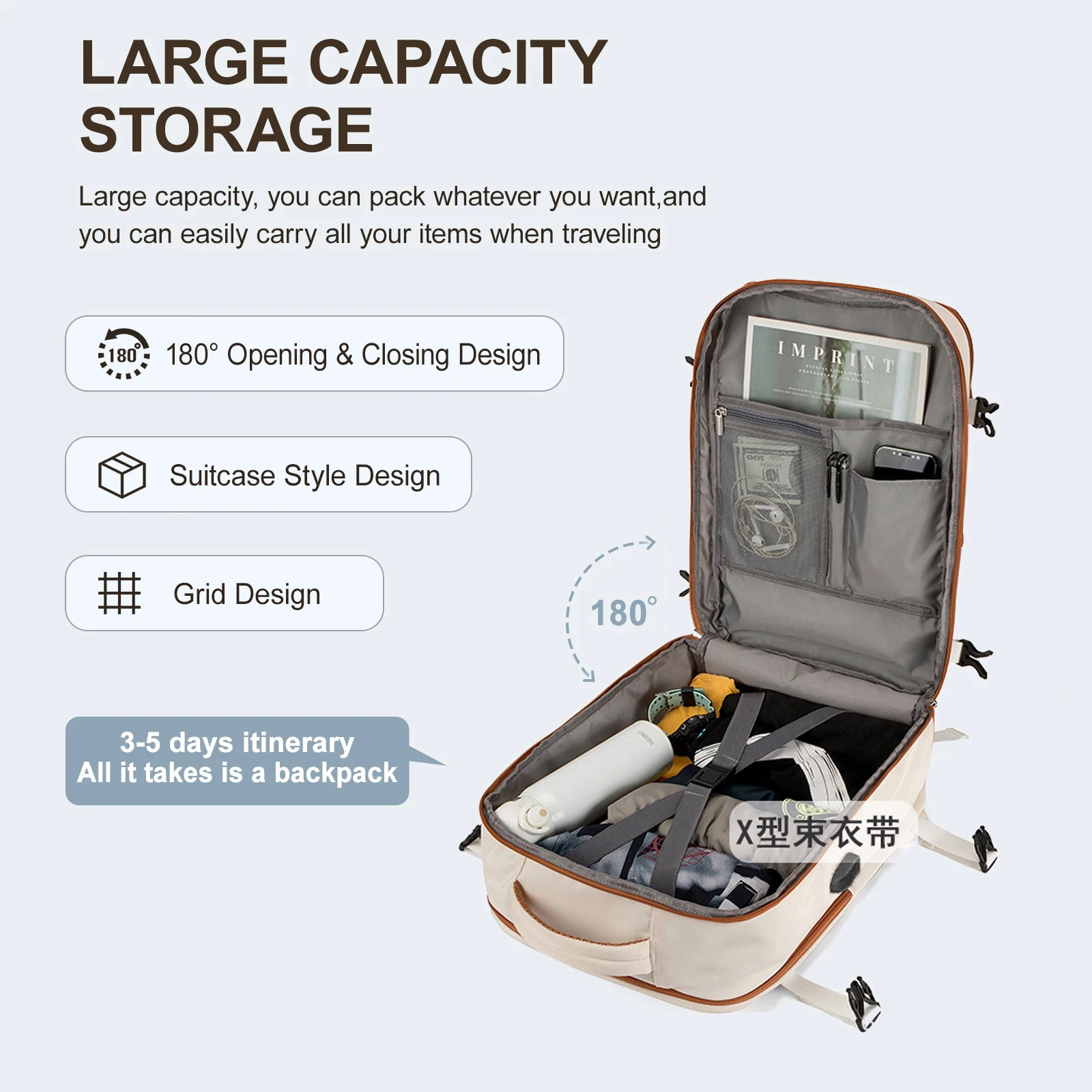 Geestock Cabin Travel Backpack Laptop Bag Easyjet Carry-Ons 45x32x20 Backpack Large Capacity Hand Luggage Travel Backpack