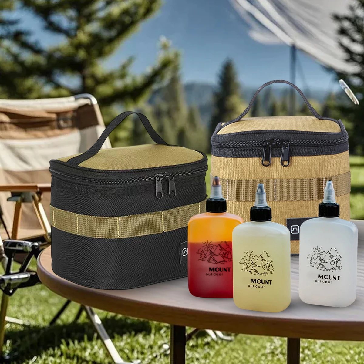 

Condiments Box Bottle Organizer Container Case Sauce Picnic Carry Bag Handbag Seasoning Camping Spice Jars Storage Bag for BBQ