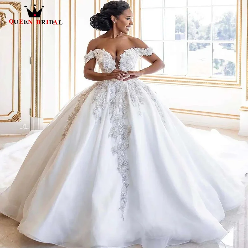 Luxury Mermaid Wedding Dresses 2023 Beading Appliques Pearls V-neck Off the Shoulder Bridal Dress  robe de mariée Custom XX64