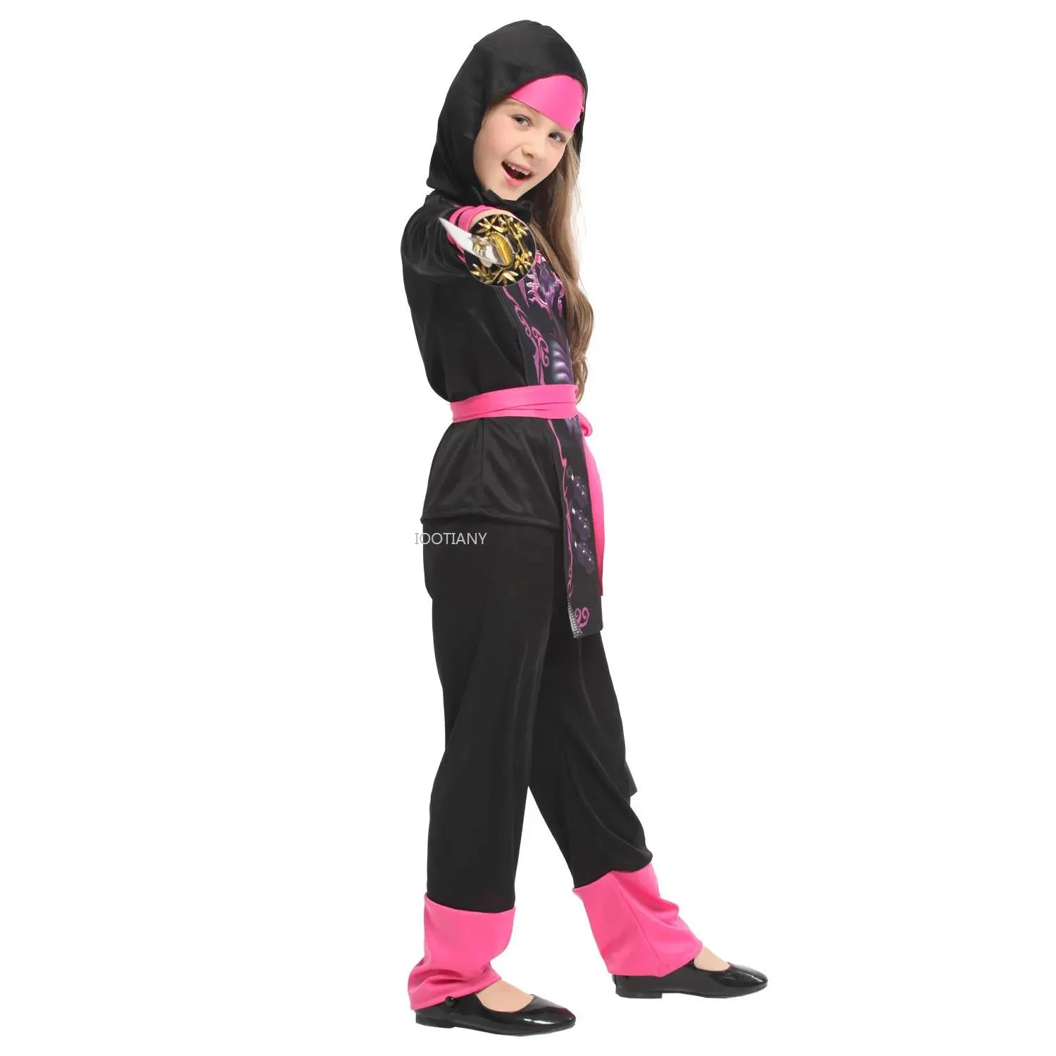 New Kids Pink Crystal Dragons Ninja Costume Girls Ninjas Cosplay Dress Up Halloween Purim Carnival Party Masquerade Outfit