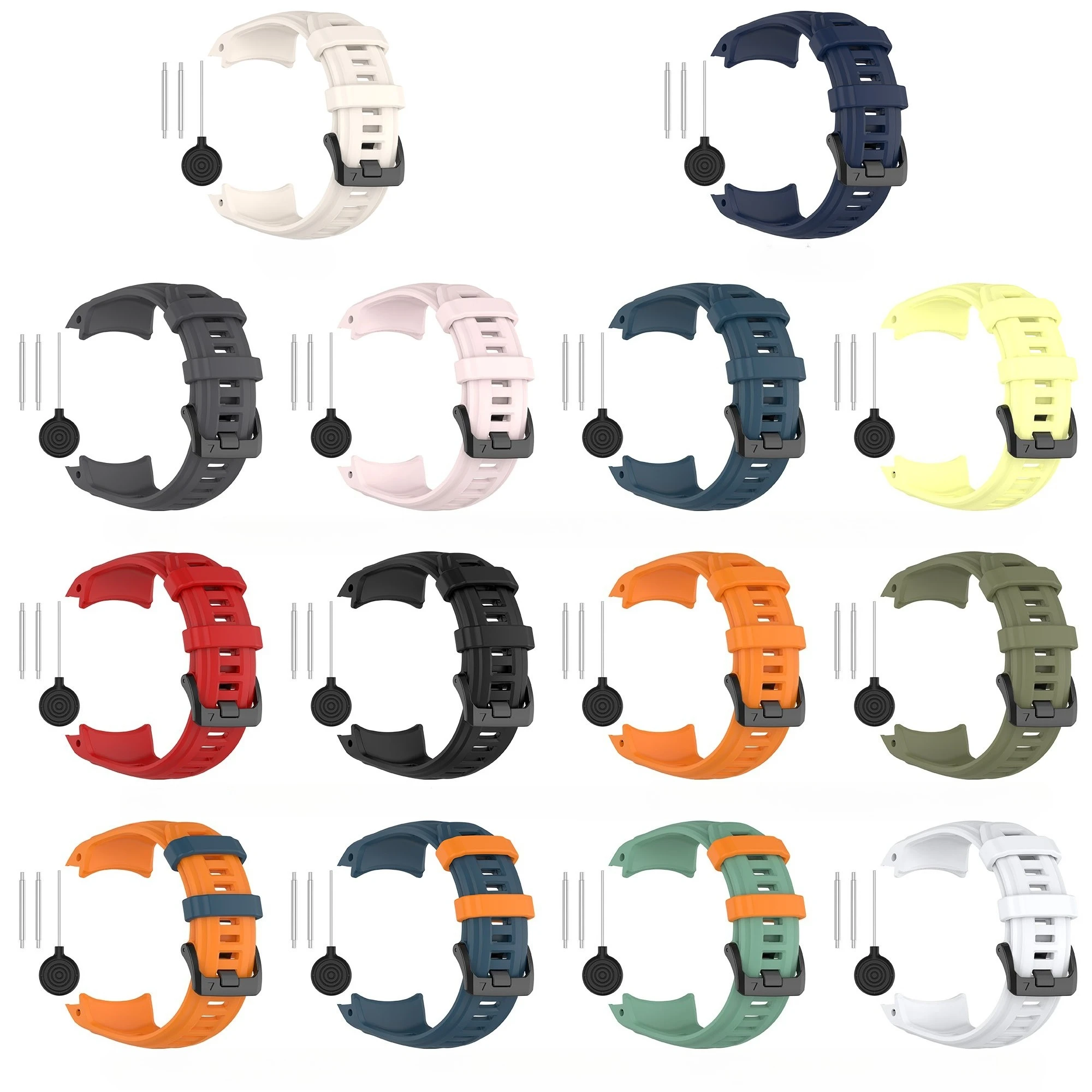 حزام ساعة رياضي بحلقة من السيليكون قابل للتنفس لـ Garmin Instinct 3 45 مم 50 مم Solar/AMOLED