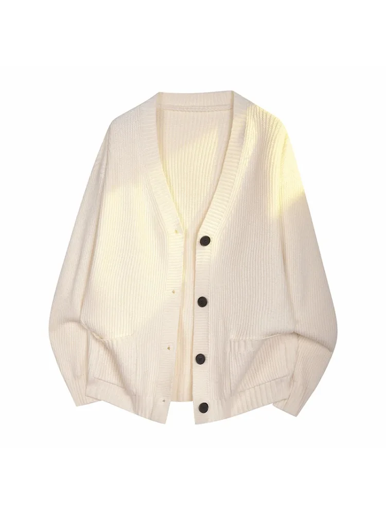 

Medium-Length V-Neck Sweater Cardigan Autumn Winter New Loose Fit Solid Color Casual Knitted Top R New Design Sensation Sweater