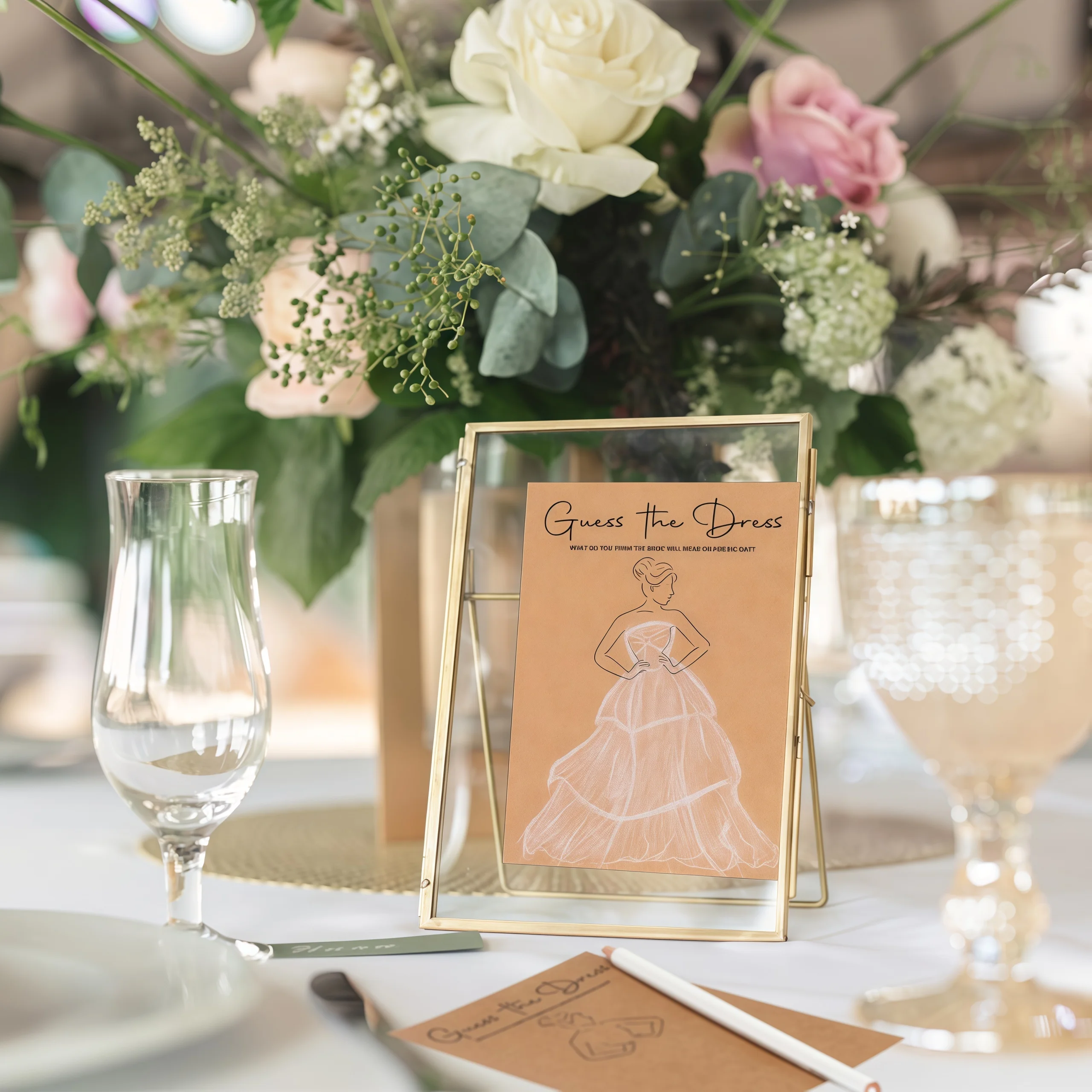 20PCS Guess The Dress Bridal Shower Games for Guests Include Cards and Pencils Fun Wedding Decorations Party Ideas Supplies - view 3