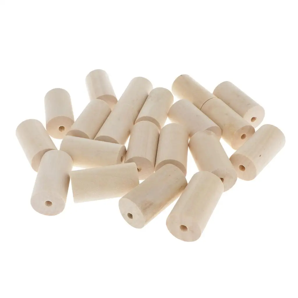 20x Natural Solid Wooden Bead Cylinder Unfinished Tube Bead DIY Crafts Decor