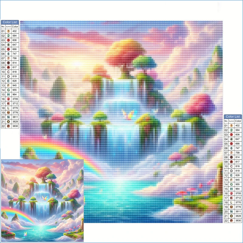 

Diamond Painting Kit Large Full Diamond Fantasy Rainbow Waterfall In The Sky Diamond Pictures Cross Stitch Arts And Crafts Adult