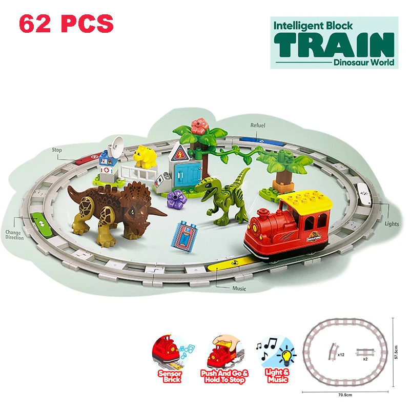 Rail Transport Big Size Building Blocks Creative Track Accessories Assemble Toys For Children Bricks Compatible City Train Set