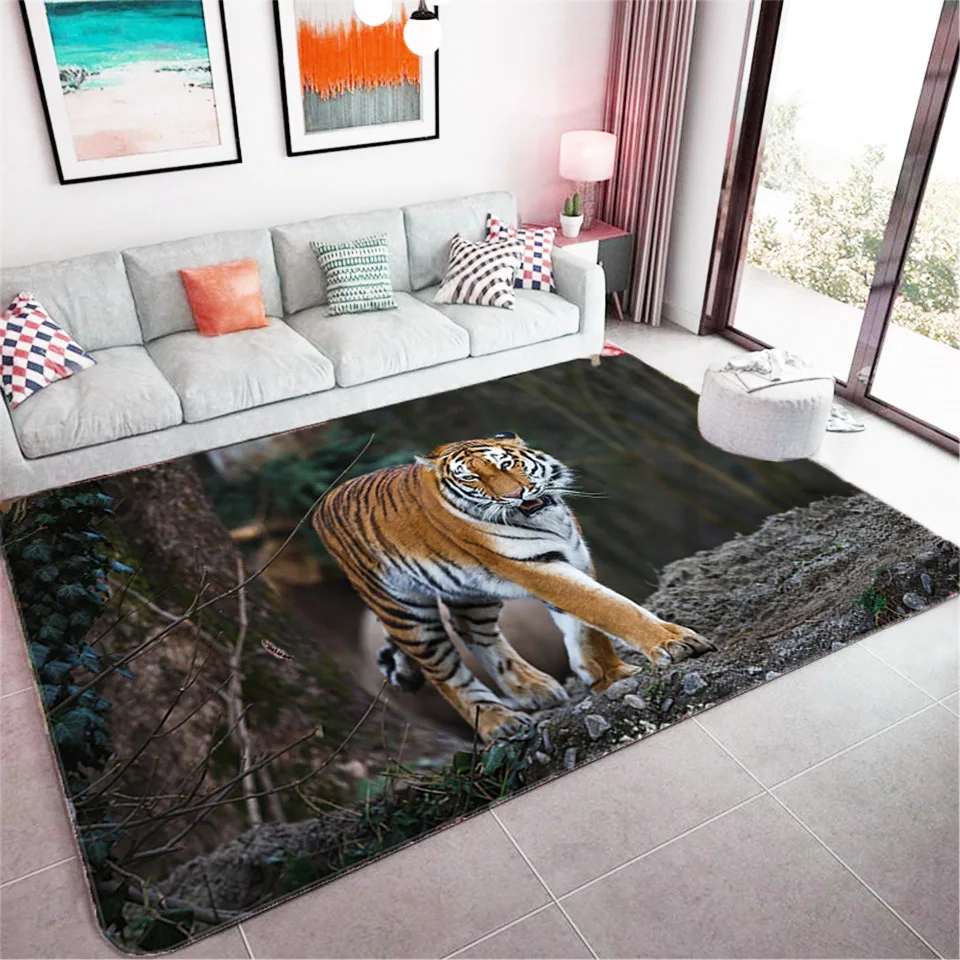 

3D Wild Animal Tiger Carpet Non-slip Area Rug Large Living Room Floor Mat Soft Absorb Bathroom Mats Nordic Bedroom Decor