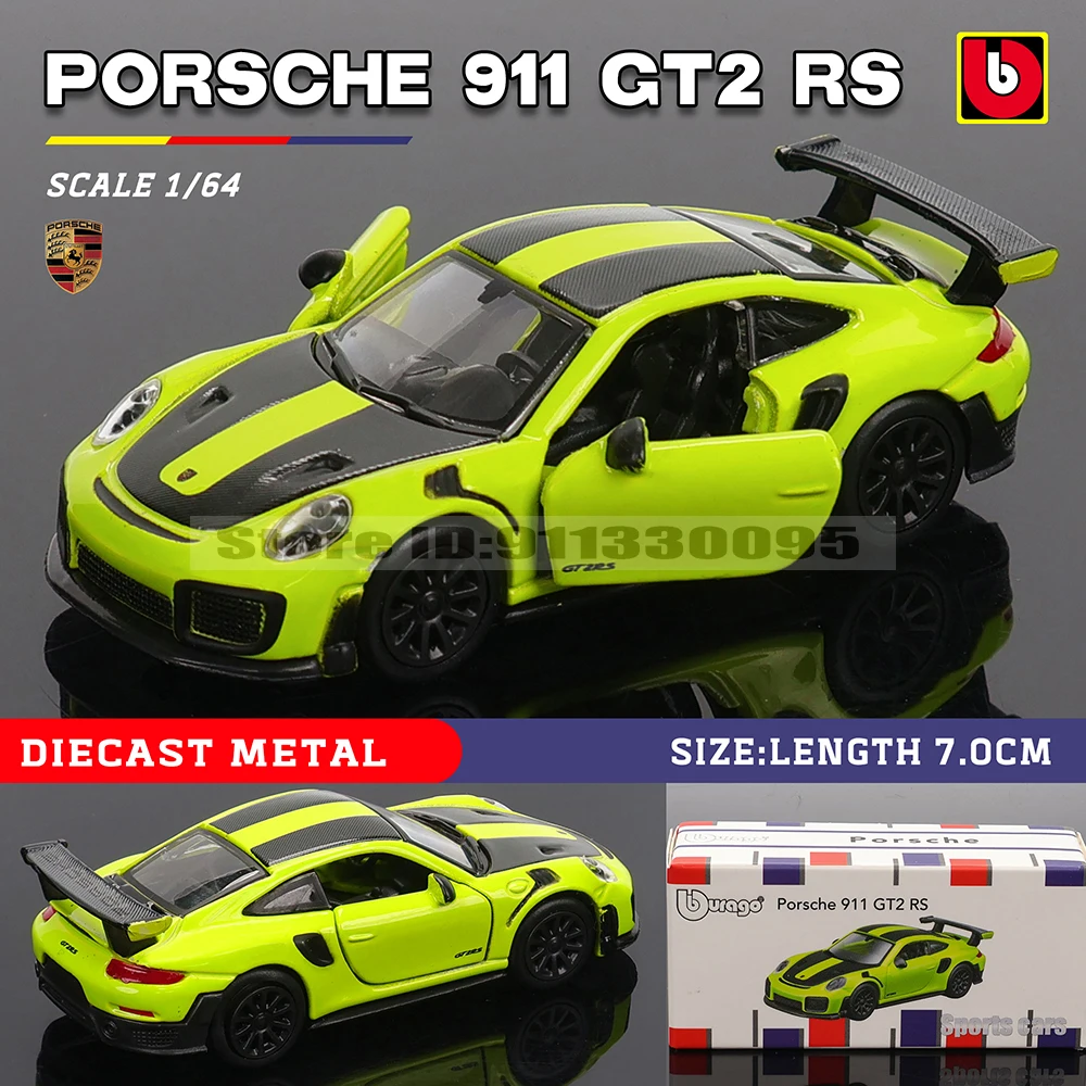Bburago 1:64 Porsche 911 GT2 RS LAMBORGHINI Sian FKP 37 Mustang GT500 Automodell-Sammlung Weihnachtsgeschenk Spielzeug für Ferrari – Detail 6