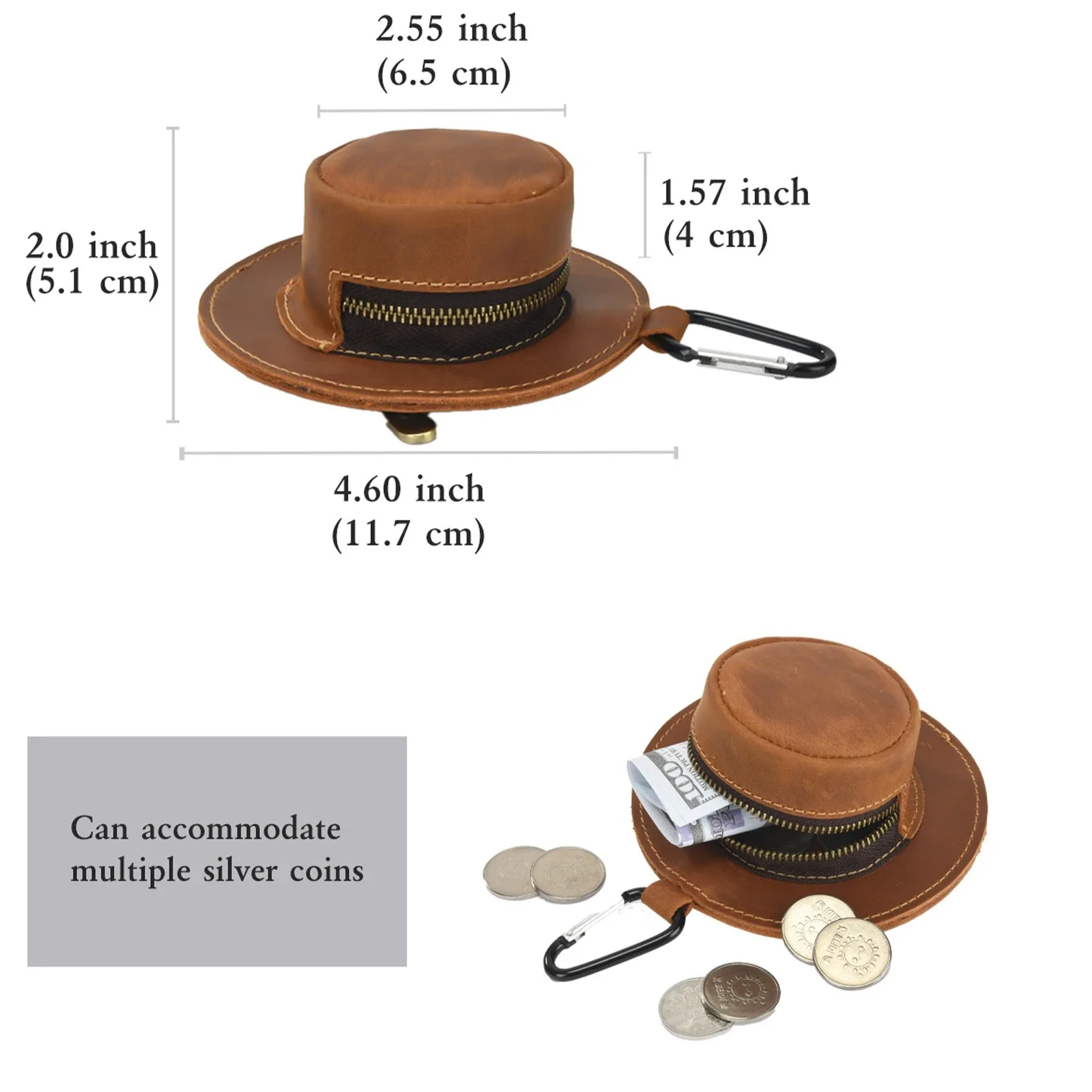 Dompet Koin Berbentuk Topi Lucu Tempat Koin Gesper Pendakian Gunung Gantung Pinggang Kulit Asli Kantong Koin Lucu Tahan Lama untuk Sekolah