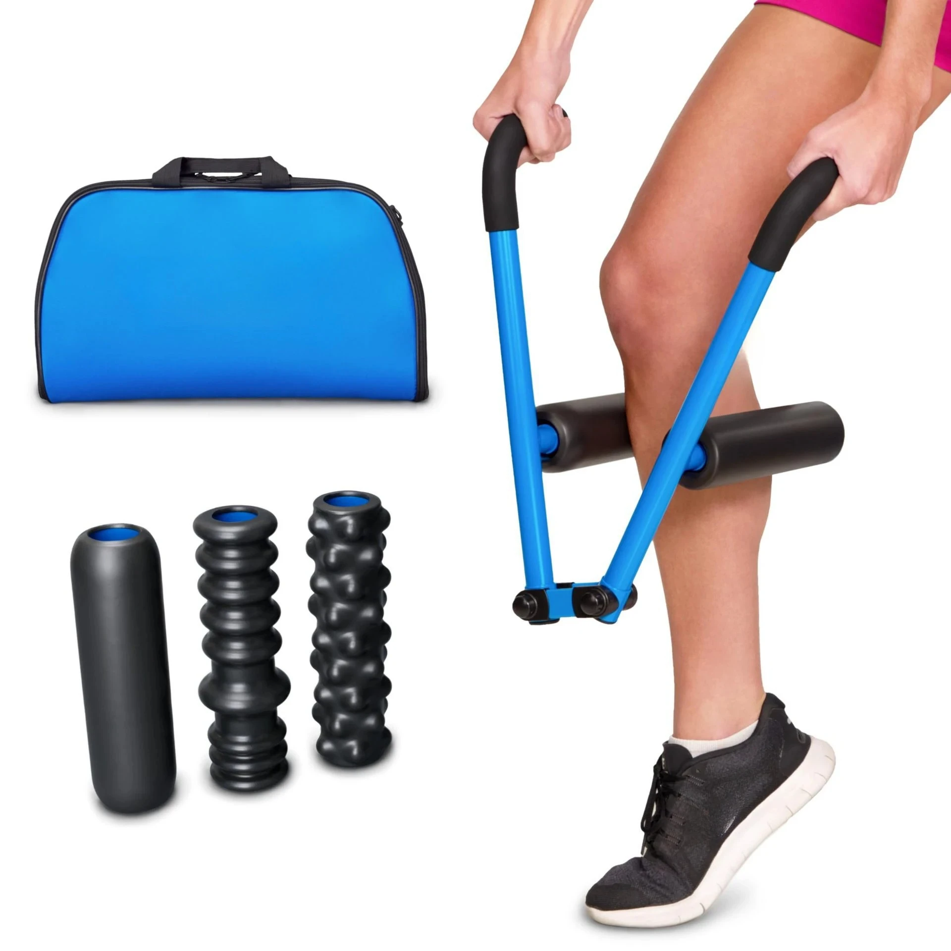 Muscle Massager with Lever Pressure Control and Quick Change Roller