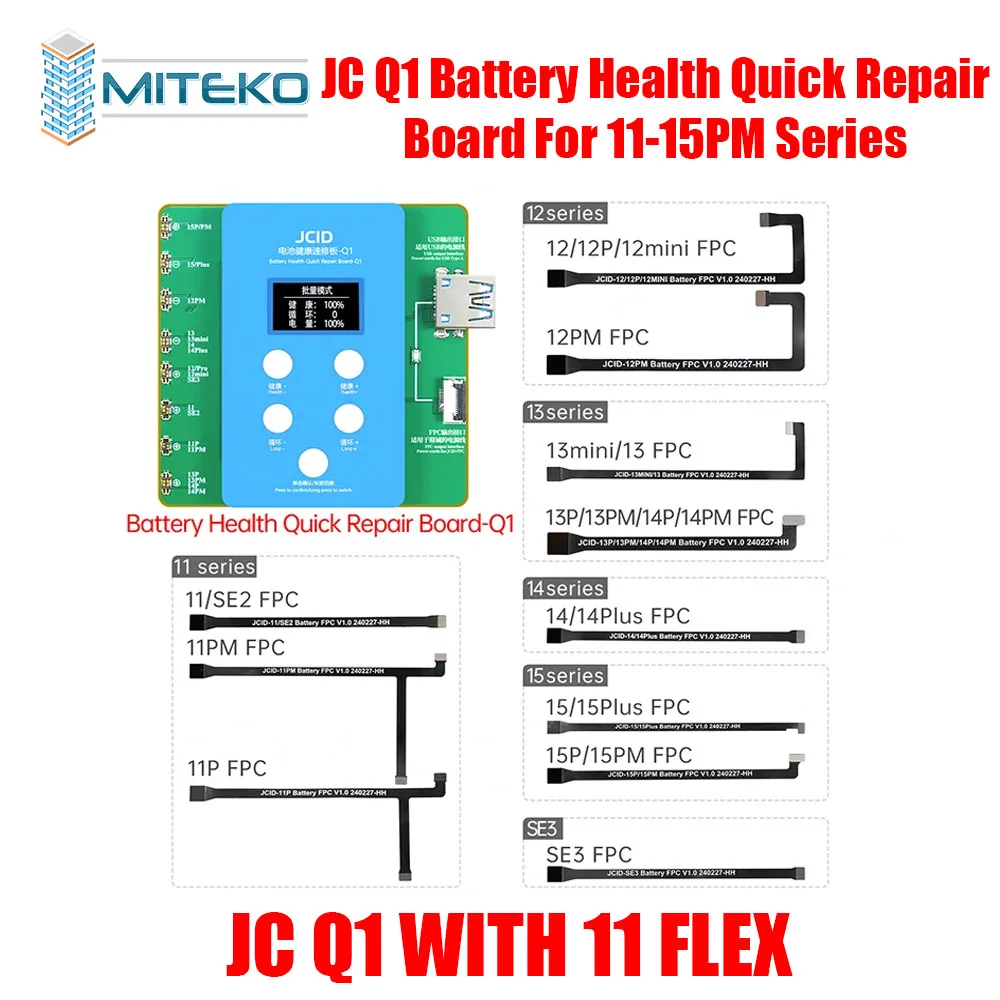 

JCID JC Q1 Battery Health Quick Repair Board for iPhone 11, to 15 Pro, Solve Window, Pop-up Modify Battery Cycle, No Need FPC