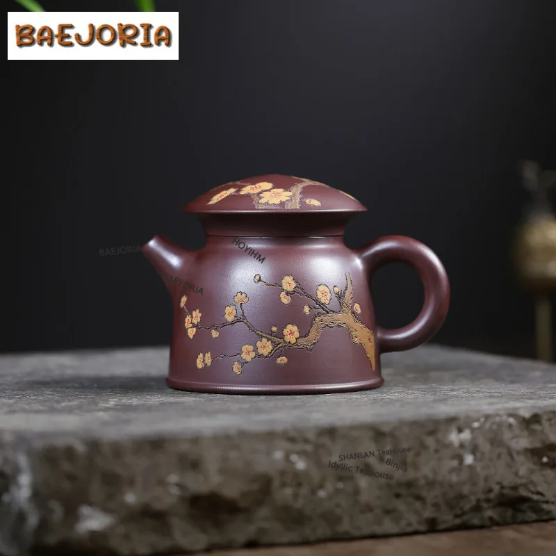 

240ml Classic Yixing Purple Clay Teapots Handmade Old Fisherman Pot Raw Ore Purple Mud Tea Infuser Kettle Zisha Tea Set Craft