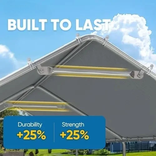 10x20 ft Heavy Duty Carport Canopy Galvanized Car Tent Outdoor Garage Boat Shelter with Reinforced Structure, No