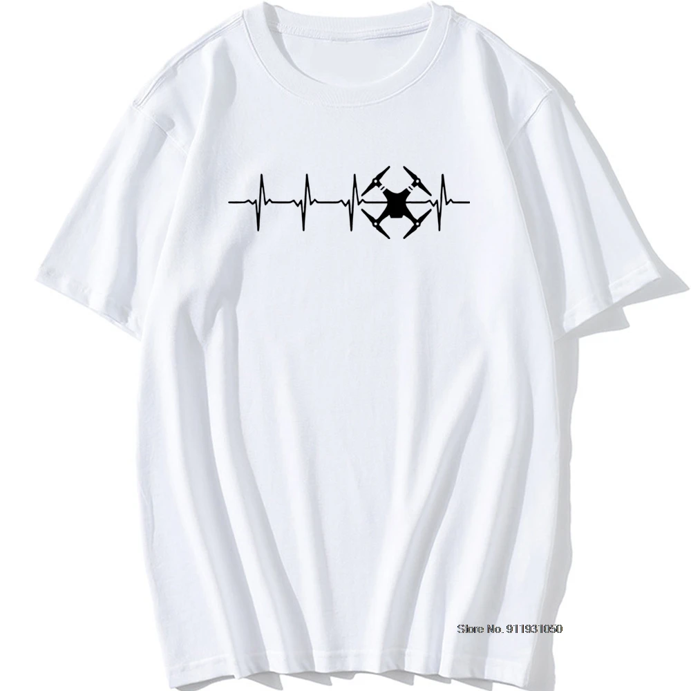 New Heartbeat Drone T Shirt Men Hip-hop Camiseta Cotton Drone Pilot Cotton O Neck T-shirts Mans Clothing Gift