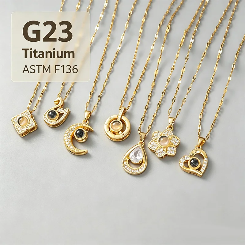 2 Pcs Stainless Steel New Micro-inlay Swan Flower Heart Projection Moon Pendant Necklace for Women Valentine's Day Gift Jewelry