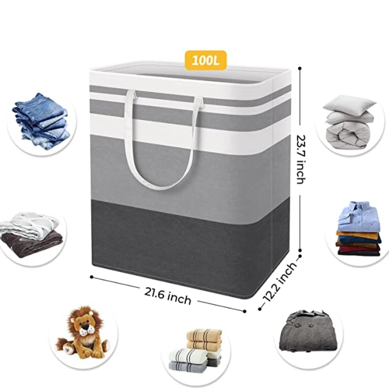 Large Laundry Basket,Freestanding Laundry Hamper, Collapsible Clothes Hamper with Handles for Clothes Toys Home Storage Basket