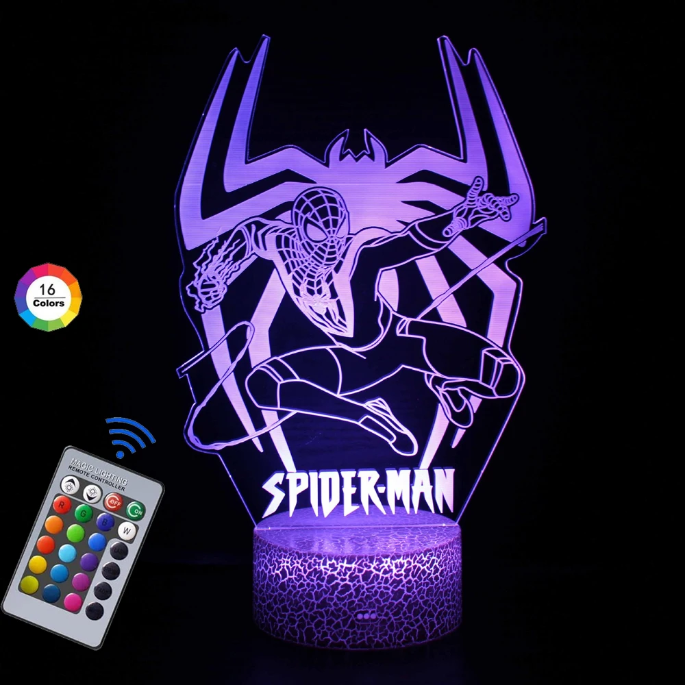 Hot Toys Spiderman VS venom 16 Colors Touch Remote Control LED Night Lamp Touch Table Lamp Ornaments Kids Toys Gifts