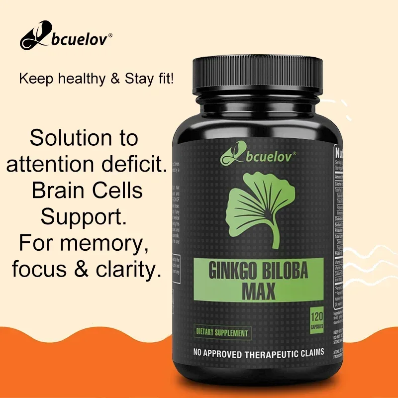 Brain Enhancer - Ginkgo Biloba Supplements, Helps Maintain Brain Power, Energy, Memory, Concentration, Anti-Fatigue, Antioxidant