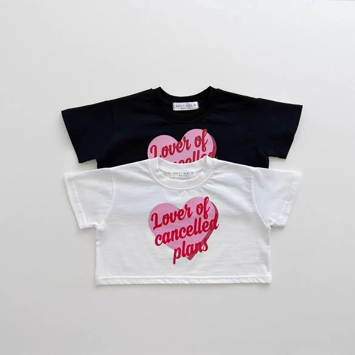 Children's Clothing Spring&Summer New Kids Sweet Heart Short T-shirt for Newborn Baby Sweet Short Sleeved Top for Toddlers Girls