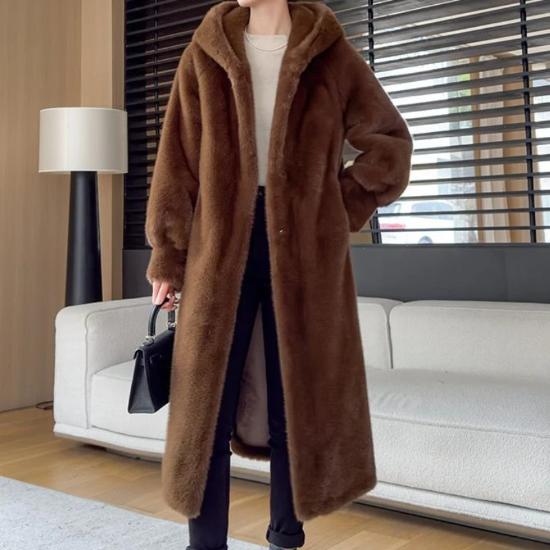 

2025 Winter New Mink Coat Women's Whole Mink Environmentally Friendly Mink Fur Medium and Long Coat
