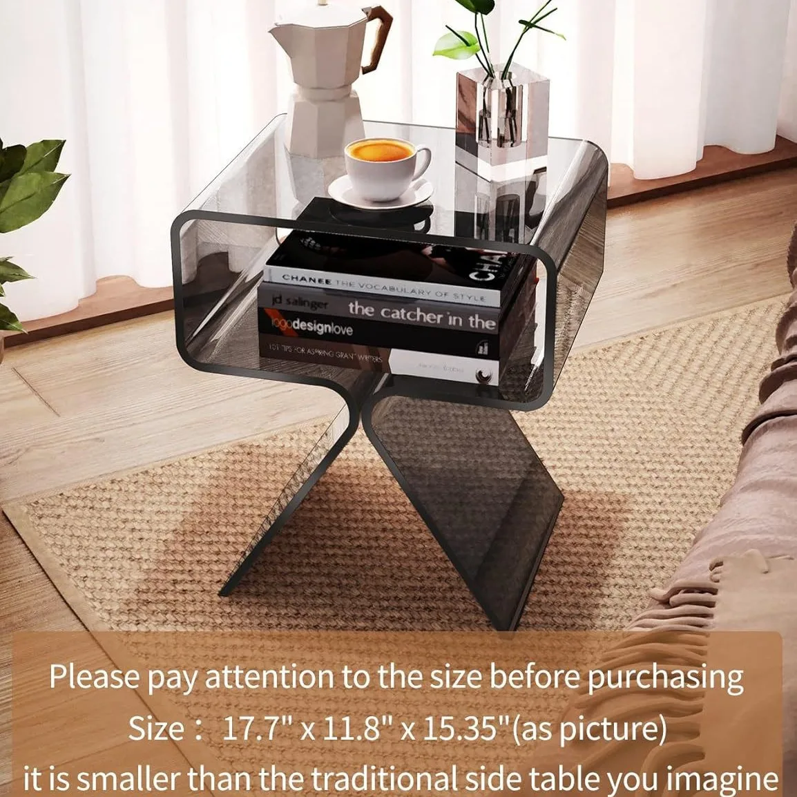 طاولة جانبية للسرير من الأكريليك بتصميم عصري وديكور منزلي شفاف لغرفة المعيشة وجانب القهوة بسيط #3