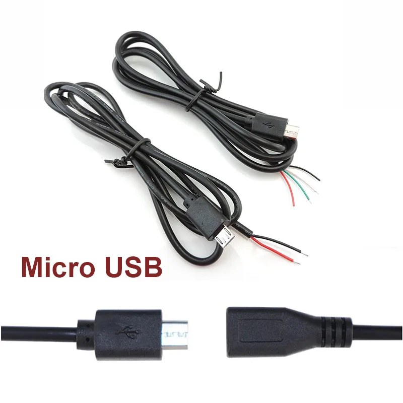 1m Micro USB 2.0 A Female Jack Android Interface 4 Pin 2 Pin Male Female Power Data Charge Cable Cord Connector W28