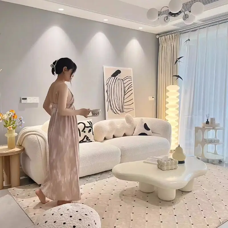 

Cream wind cloud coffee table special-shaped French small apartment