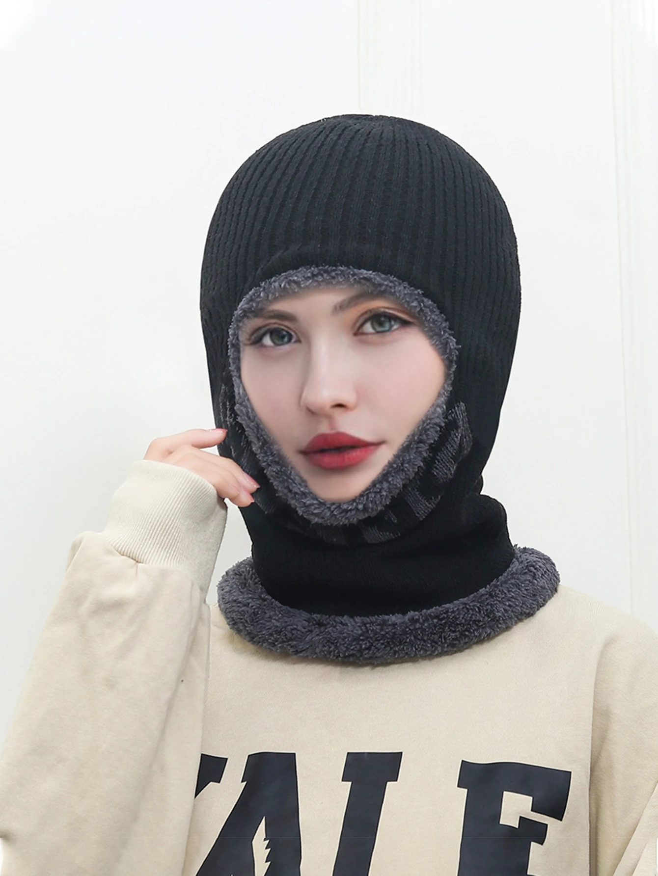 Winter Cap Ski Masks Warm Knitted Balaclava for Men Women Windproof Hat for Outdoor Sports