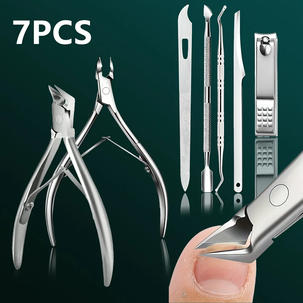 1/7pcs stainless steel nail and foot trimming and dead skin removal tools,including dead skin pliers,foot trimming pliers