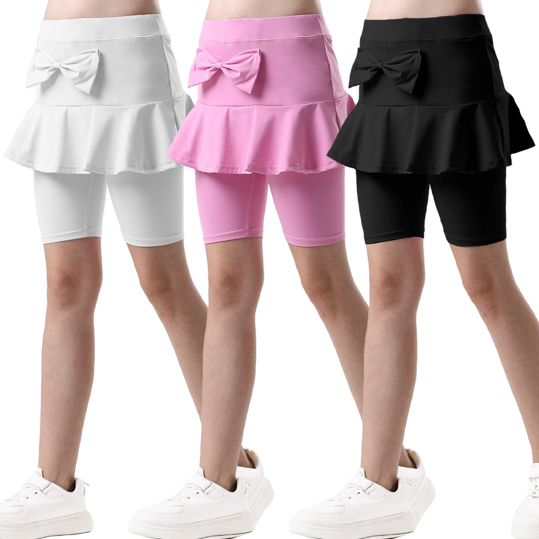 

Girl's Knee Length Leggings Toddler Girls Leggings with Skirt Athletic Pants for Girls Dance Running Yoga shorts skirts for Kids