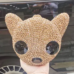 KHNMEET Fashion Luxury Fox head Animal Designer Green Party Purse for Ladies Wedding Evening Bags Day Clutches sm171