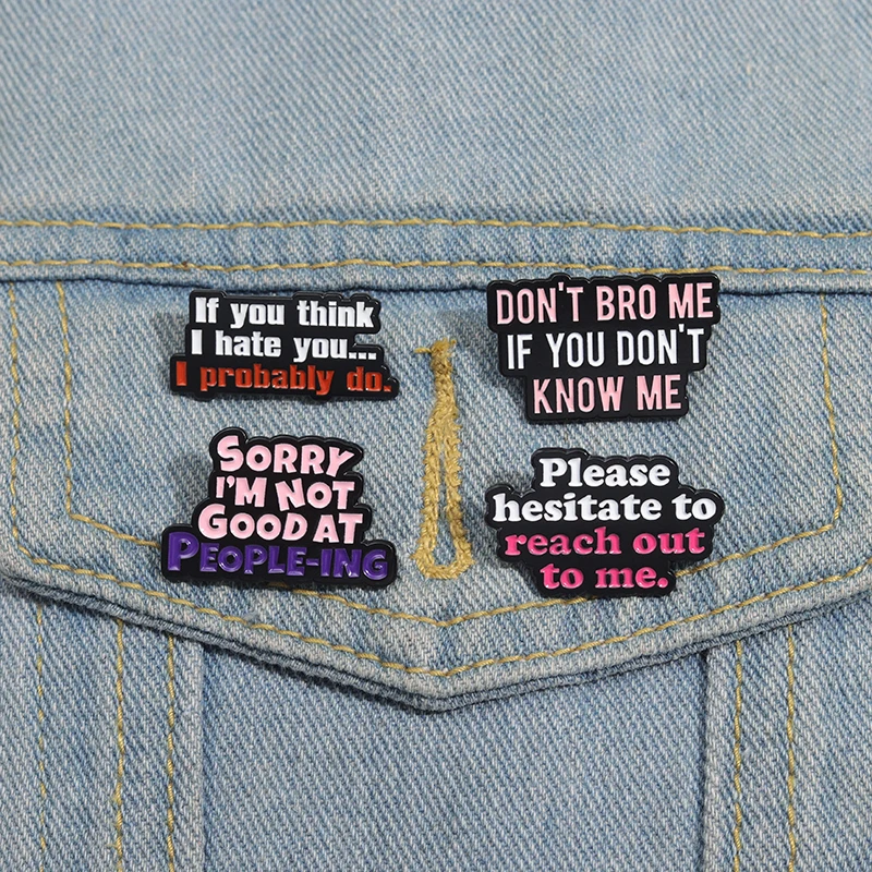 Sorry I'm Not Good At People-ing Enamel Pins Introverted Social Anxiety Creative Brooches Lapel Badge Jewelry Gift for Friends