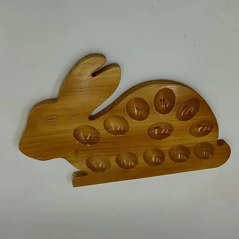 1pc Bunny Egg Holder Easter Rabbit Egg Holder, Bunny Plate Egg Tray Deviled Egg Plate Pinewood Deviled Egg Dish For Easter Devil