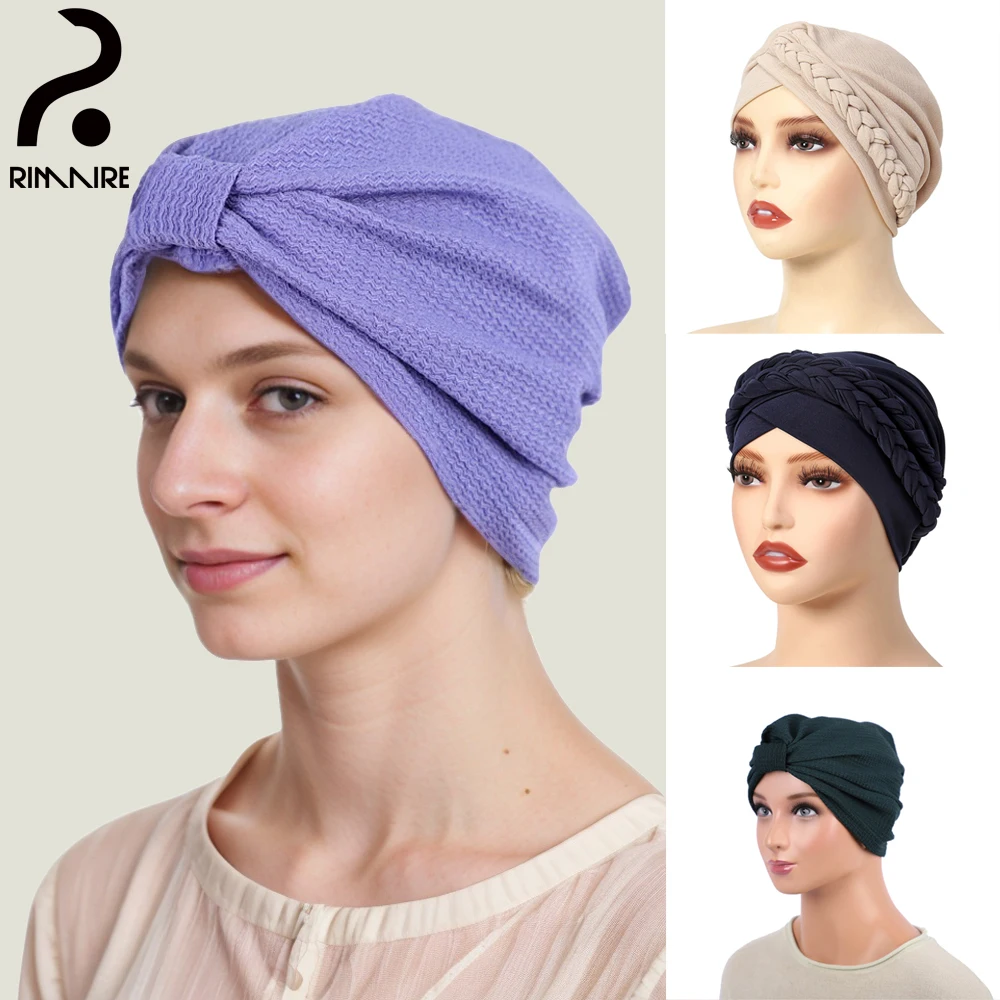 Purple Muslim Women Inner Cap Hijabs Hot Selling Headscarf Hat Classic Ladies Hair Cover Headwrap Party Casual Wholesale RIMAIRE