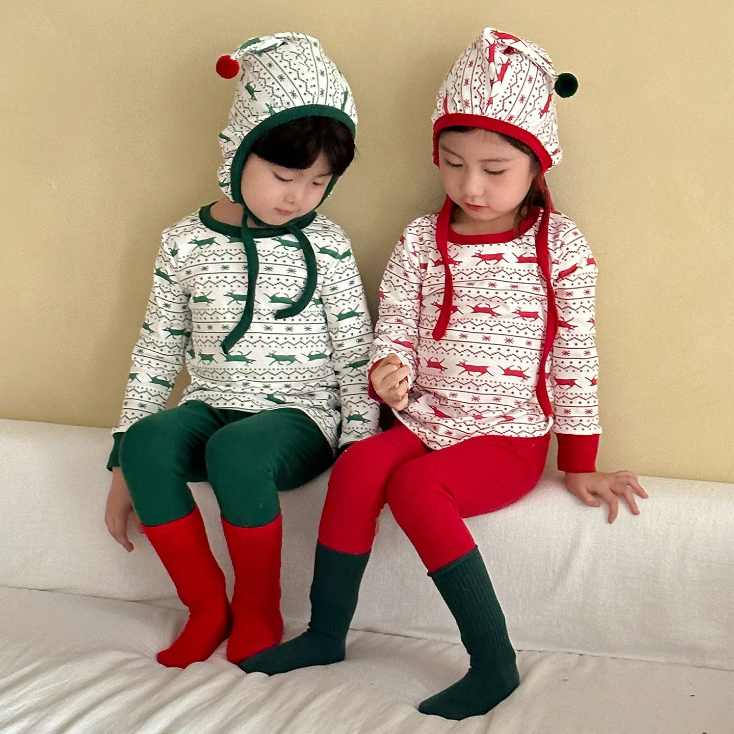 2025 Autumn New Children Christmas Home Clothes Set Boys Girls Fashion Print Thermal Underwear Kids Long Sleeve Pajamas Suit