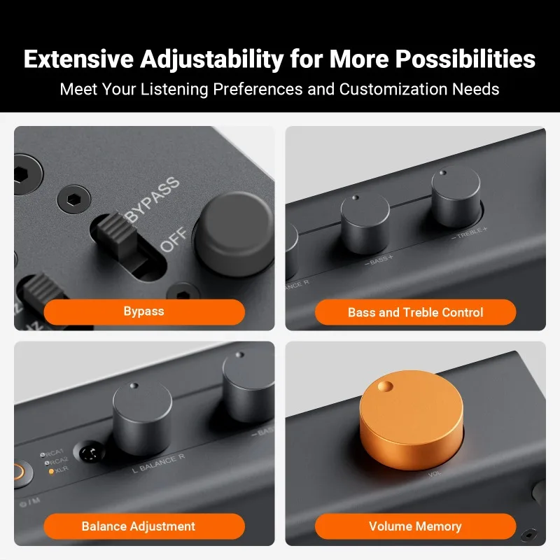 Fosi Audio ZP3 프리앰프 3-in/3-out XLR/RCA/SUB 출력 하이파이 프리앰프 HPF 고역 통과 필터 톤 컨트롤 포함