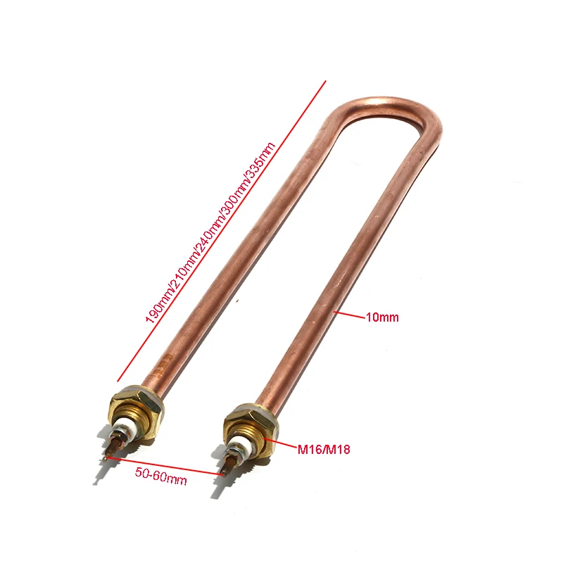 Electric Heating Element 110V/220V Copper Single U M18 Thread Heater Tube 1KW-4KW for Kitchenware Appliances