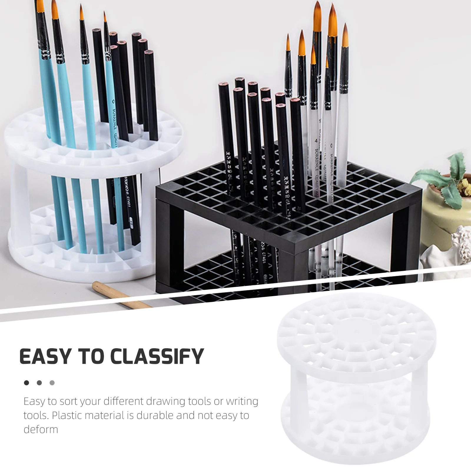 

Multi-Functional 49 Holes Brush Pencil Holder Rack for School Office Home Art Supplies Storage Pen Stand Creative Desk Decor
