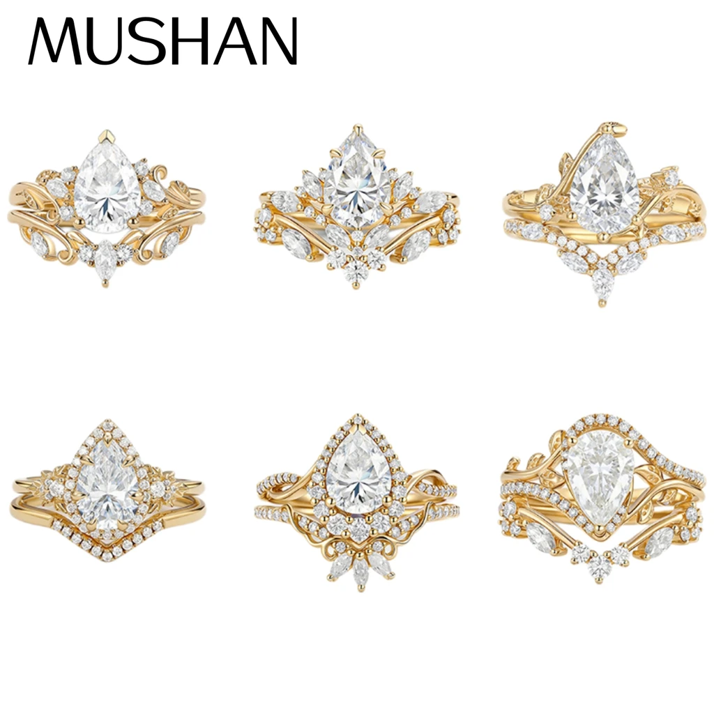 

MUSHAN Custom Jewelry 925 Sterling Silver Ring Moissanite D Color VVS1 Fine Precious Glow 925 Sterling Silver Rings Diamond