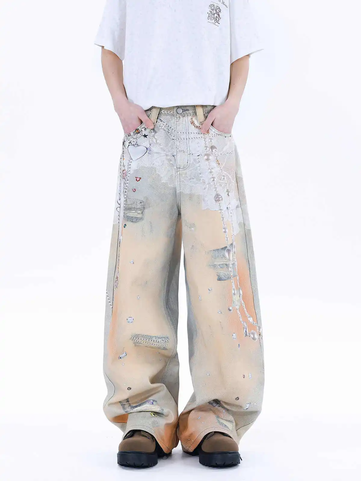 

Женские мешковатые джинсы Y2k в стиле Харадзюку, винтажные джинсовые брюки с принтом граффити, японский стиль 2000-х годов, джинсы в стиле хип-хоп, гранж, брюки, одежда