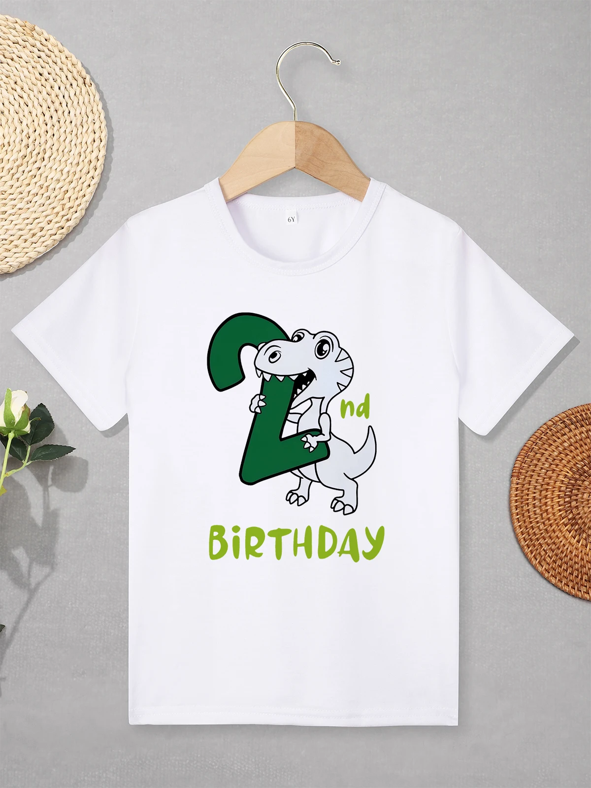 

2-7 Years Birthday Dinosaur Kids T Shirt Comzy Summer Streetwear Casual Fashion Party Boys Clothes Crew Neck Basic Tops Tees