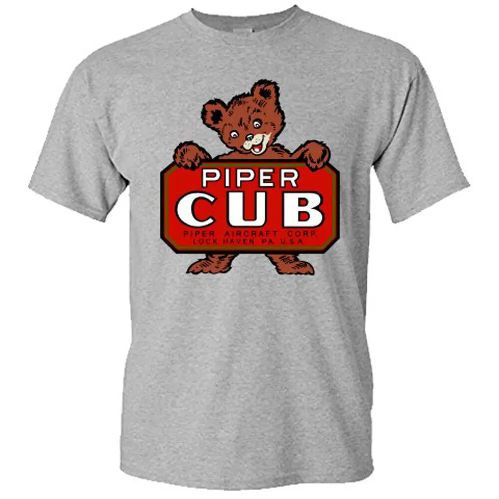 Piper Cub Aircraft Airplane Men's Grey T-Shirt Size S-5XL