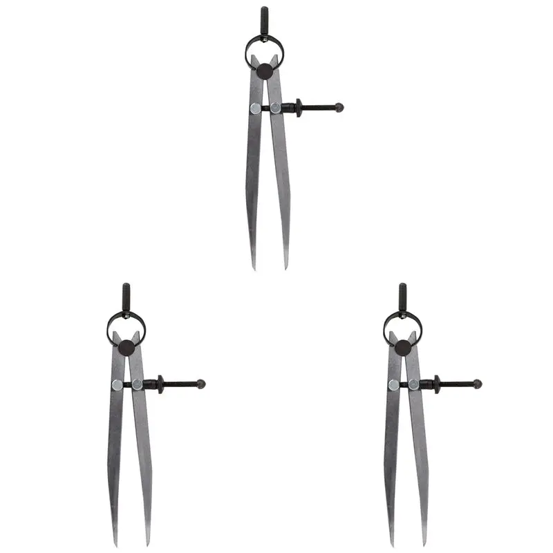 Exquisite-3Pcs 6 Inch Adjustable Lockable Steel Divider Wing Leather Compass