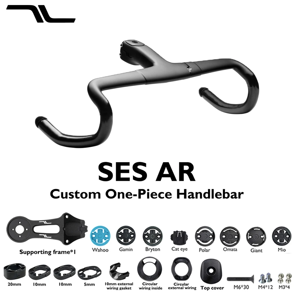 SES Carbon Integrierter Lenker Rennrad Aero-Cockpit Interne Kabelführung Gravel-Rennlenker 18 °   Flare 380-440mm
