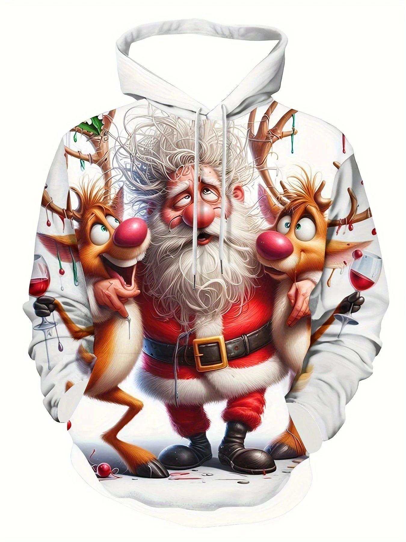

Fashionable Men's Autumn Santa Claus Printed Soft and Comfortable Hoodie Outdoor Urban Party Top