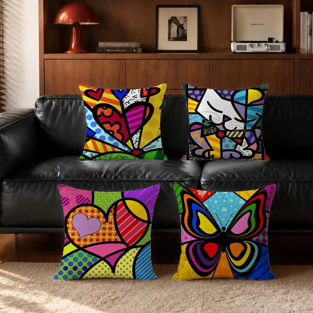 popular Romero Britto Cushion Cover Cushion Cover Set  50x50 45x45 40x40 Pillowcase Decorative Sofa Home Decor